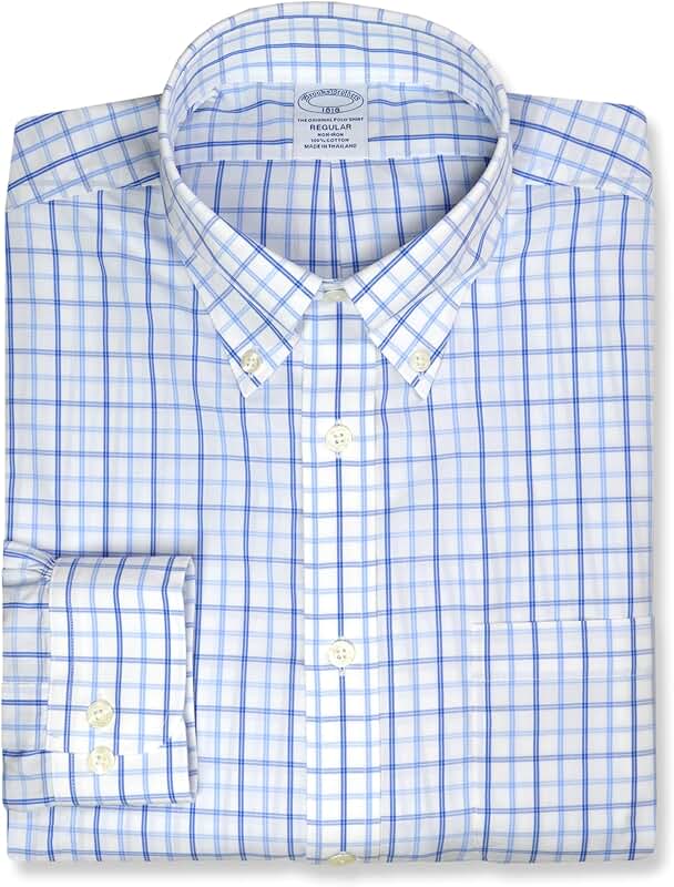 Men's lightweight cotton plaid button-down shirt