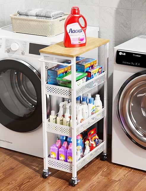 Slim 4-Tier Storage Cart for Small Spaces