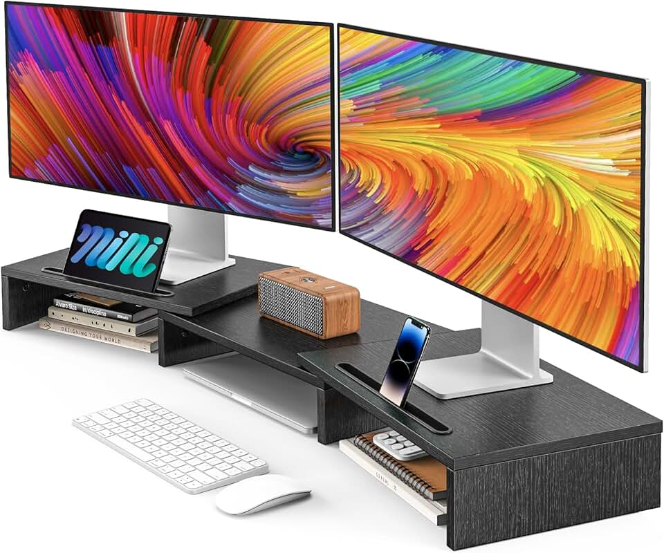 Dual Monitor Stand Riser with Adjustable Slots