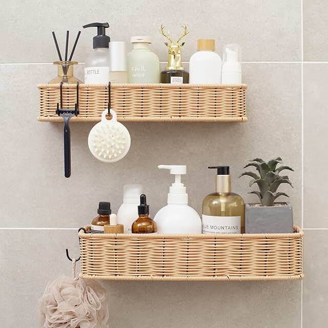 Two Waterproof Shower Caddies for Bathroom Organization