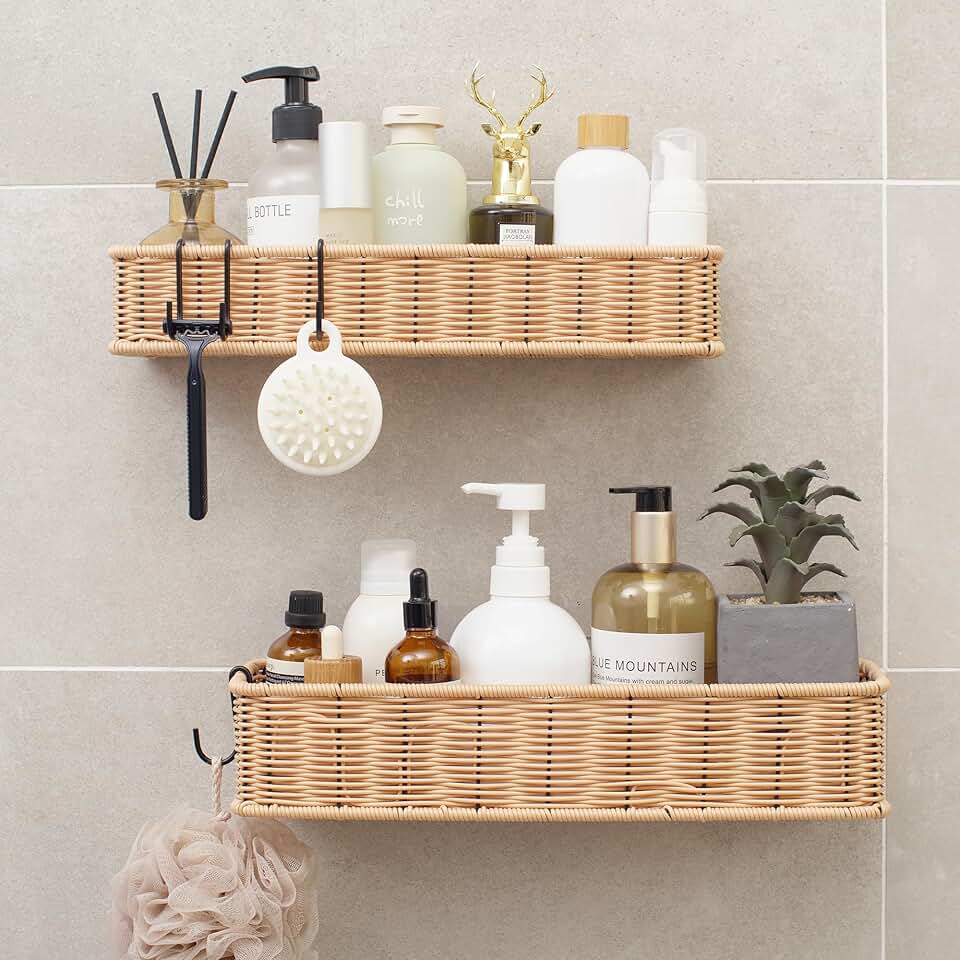 Two Waterproof Shower Caddies for Bathroom Organization