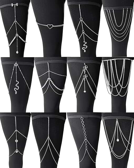 12-Piece Snake Heart Pearl Leg Chains for Women