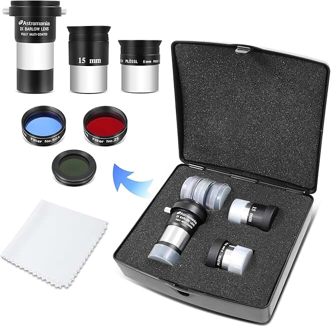 Telescope Eyepiece Set with Barlow Lens and Filters