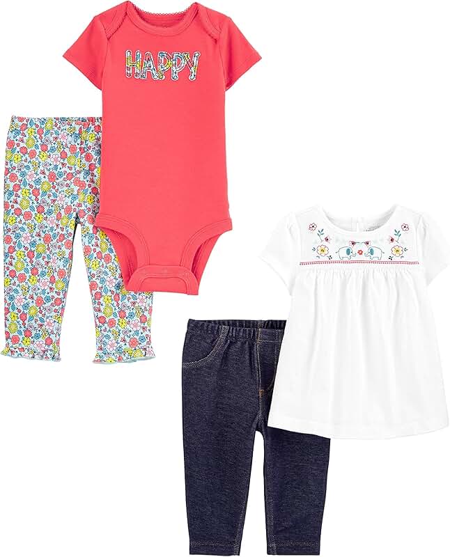 Baby Girls' 4-Piece Bodysuit Set