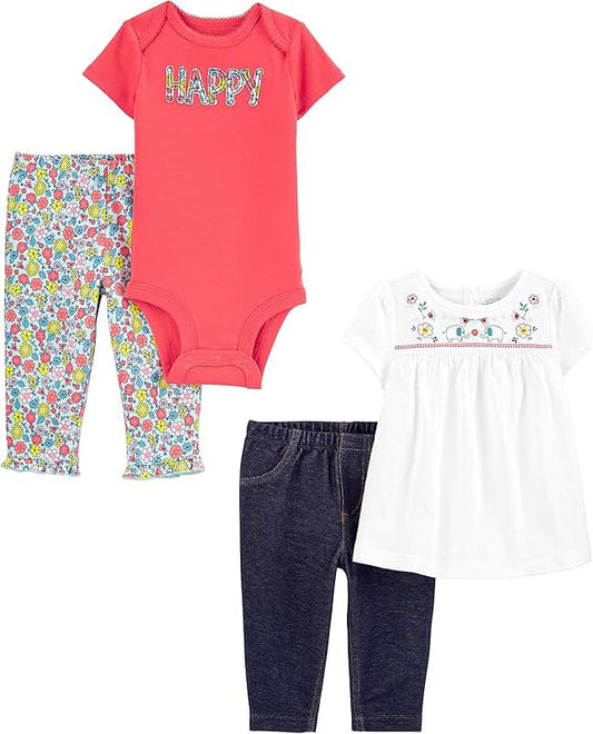 Baby Girls' 4-Piece Bodysuit Set