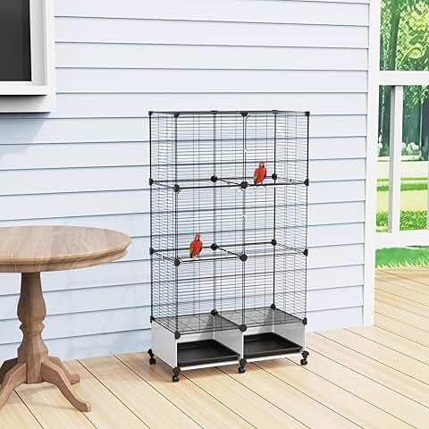 Lightweight Bird Cage with Removable Tray and Adjustable Perch