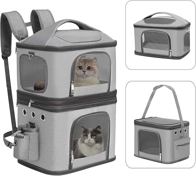 Double Pet Carrier Backpack for Cats and Small Dogs