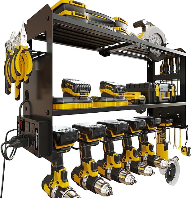 Wall Mount Power Tool Organizer with Charging Station