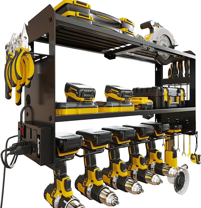 Wall Mount Power Tool Organizer with Charging Station