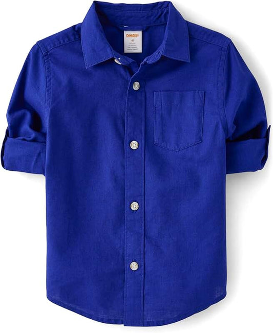 Toddler Long Sleeve Button Up Shirt Navy 18-24 Months