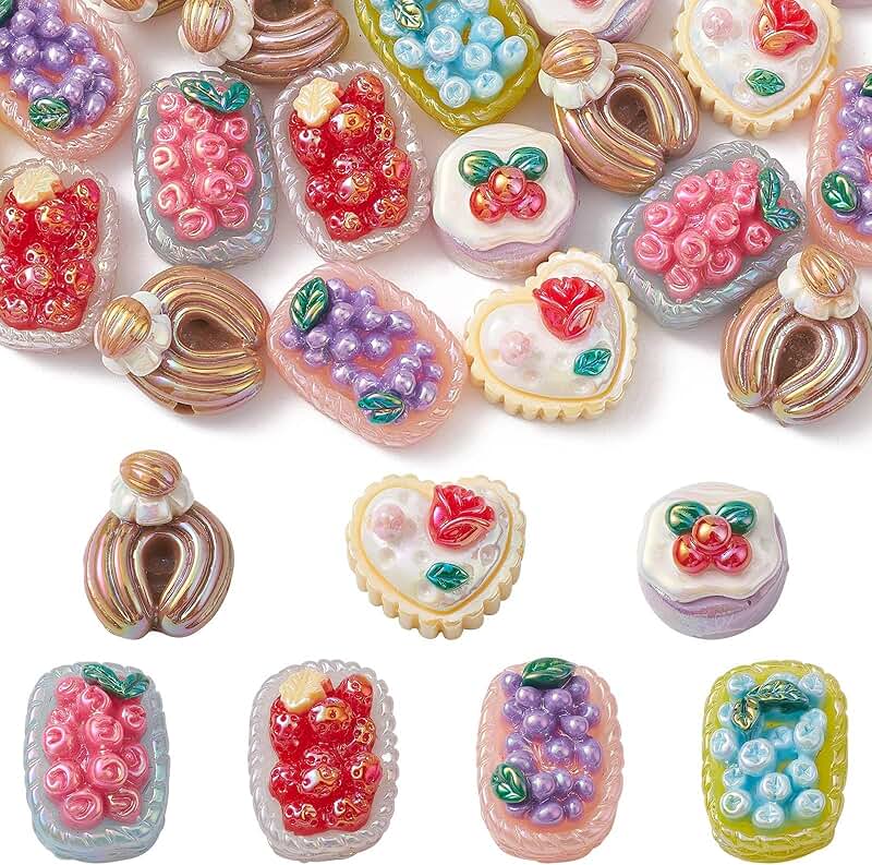 30 Pcs Mixed Shape Resin Beads for Jewelry Making