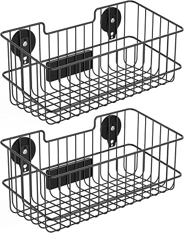 Large Metal Wire Mesh Magnetic Storage Baskets (2 Pack)