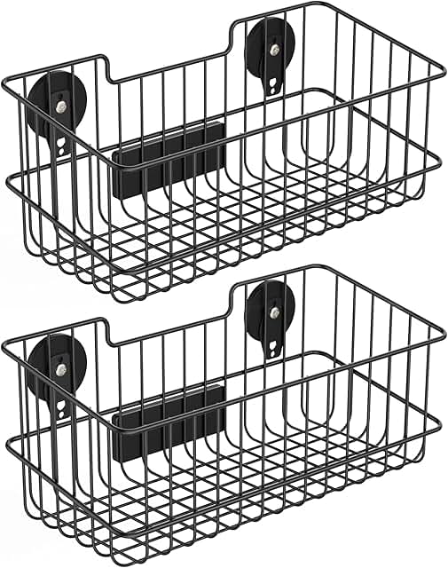 Large Metal Wire Mesh Magnetic Storage Baskets (2 Pack)