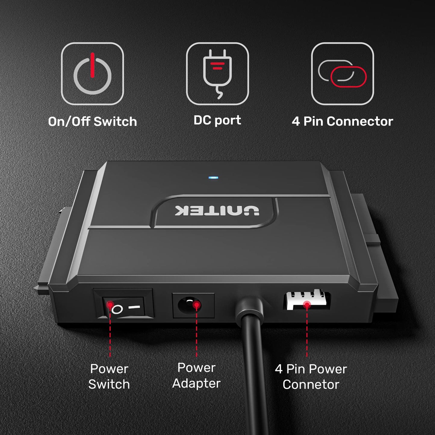SATA/IDE to USB 3.0 Adapter, IDE Hard Drive Adapter for Universal 2.5"/3.5" Inch IDE and SATA External HDD/SSD, Support 10TB