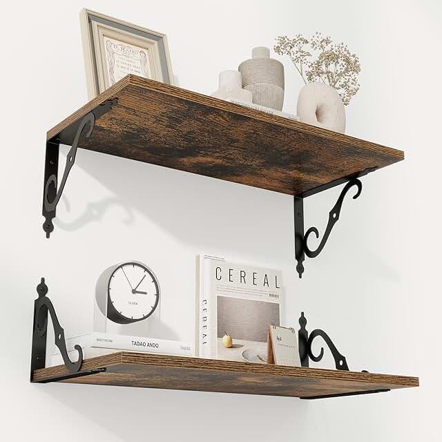12-Inch Deep Floating Wall Shelves, Set of 2