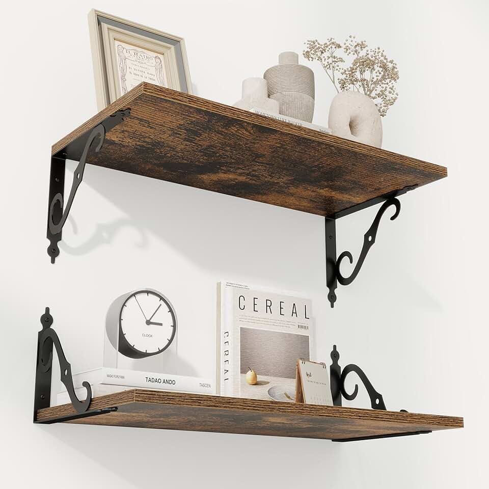12-Inch Deep Floating Wall Shelves, Set of 2