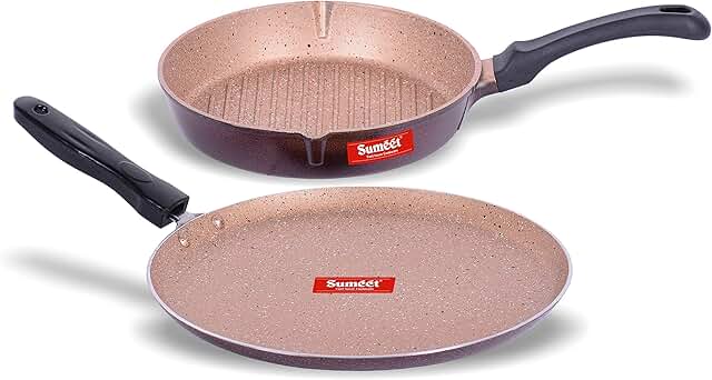 Nonstick Granite Finish Kitchen Set with Dosa Tawa and Grill Pan