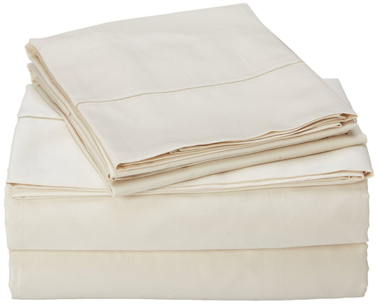 310 Thread Count Clic Solid Cotton Sateen King Sheet Set in Almond Milk