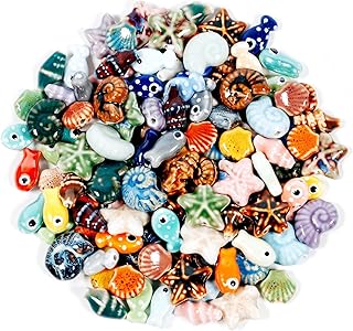 Set of 60 Ocean Animal Ceramic Beads for Jewelry Making