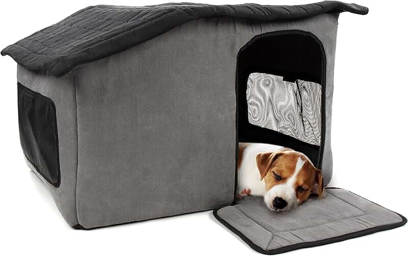 Portable Soft-Sided Indoor Pet House in Gray