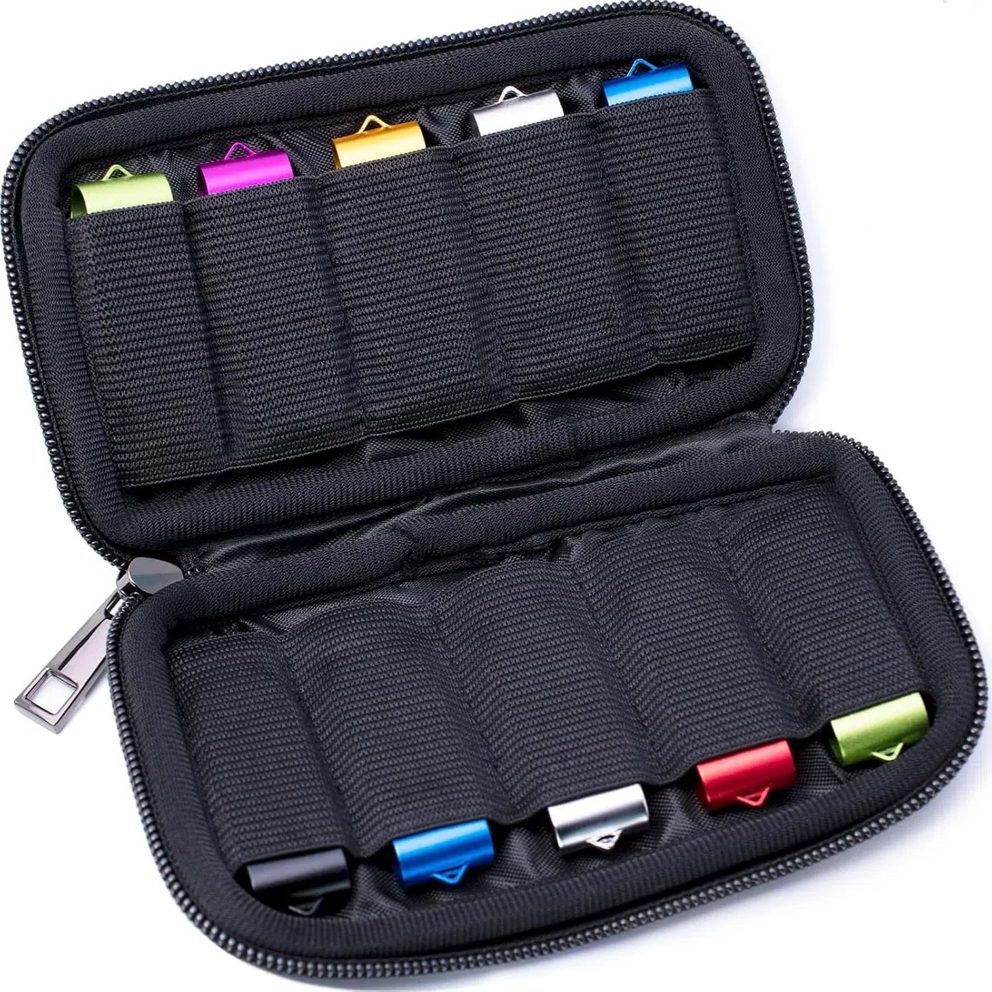 Small black USB flash drive storage case