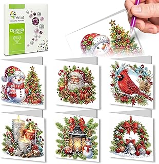Six Foldable Diamond Art Greeting Cards for Birthdays and Holidays