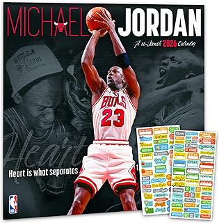 2026 Michael Jordan NBA Wall Calendar with Reminder Stickers