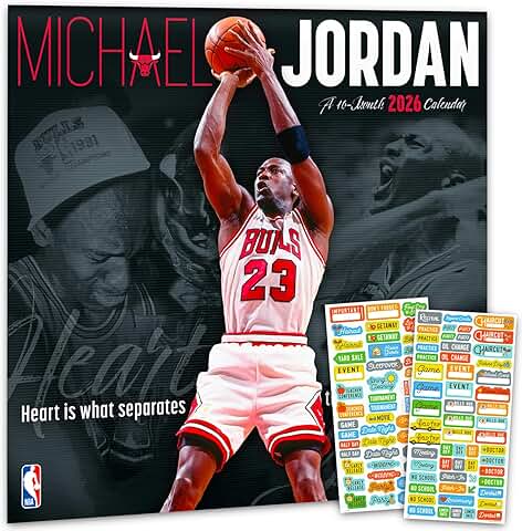 2026 Michael Jordan NBA Wall Calendar with Reminder Stickers