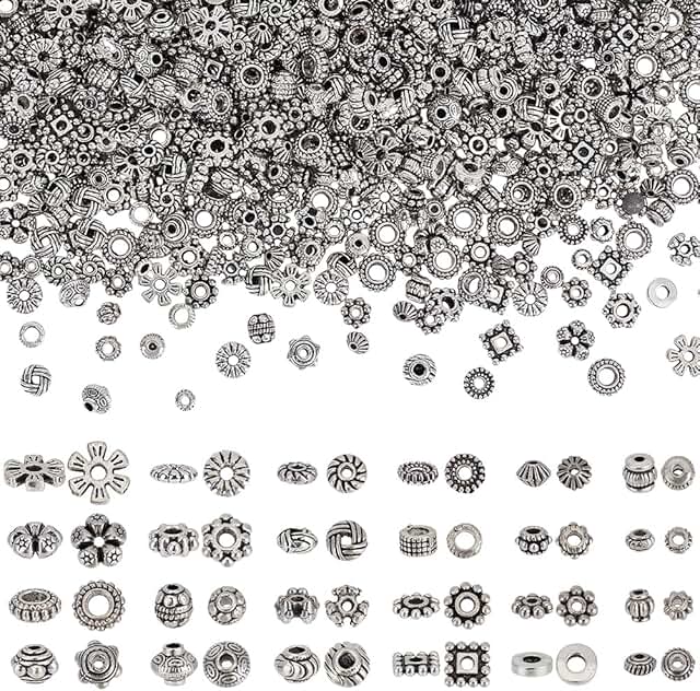 1200pcs Antique Silver Spacer Beads for Jewelry Making