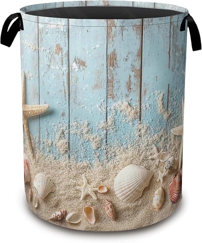 Large Blue Collapsible Laundry Basket with Handles