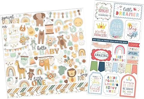 Multicolor Baby Girl Stickers for Crafts and Scrapbooking