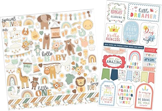 Multicolor Baby Girl Stickers for Crafts and Scrapbooking