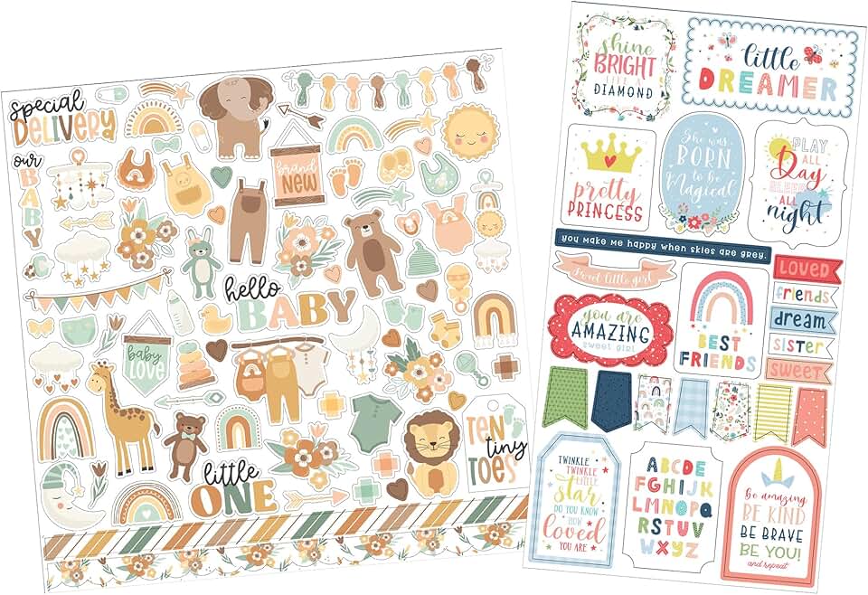 Multicolor Baby Girl Stickers for Crafts and Scrapbooking