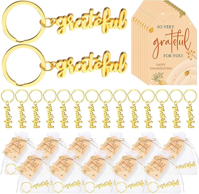 Gold Thanksgiving Keychain Gift for Coworkers