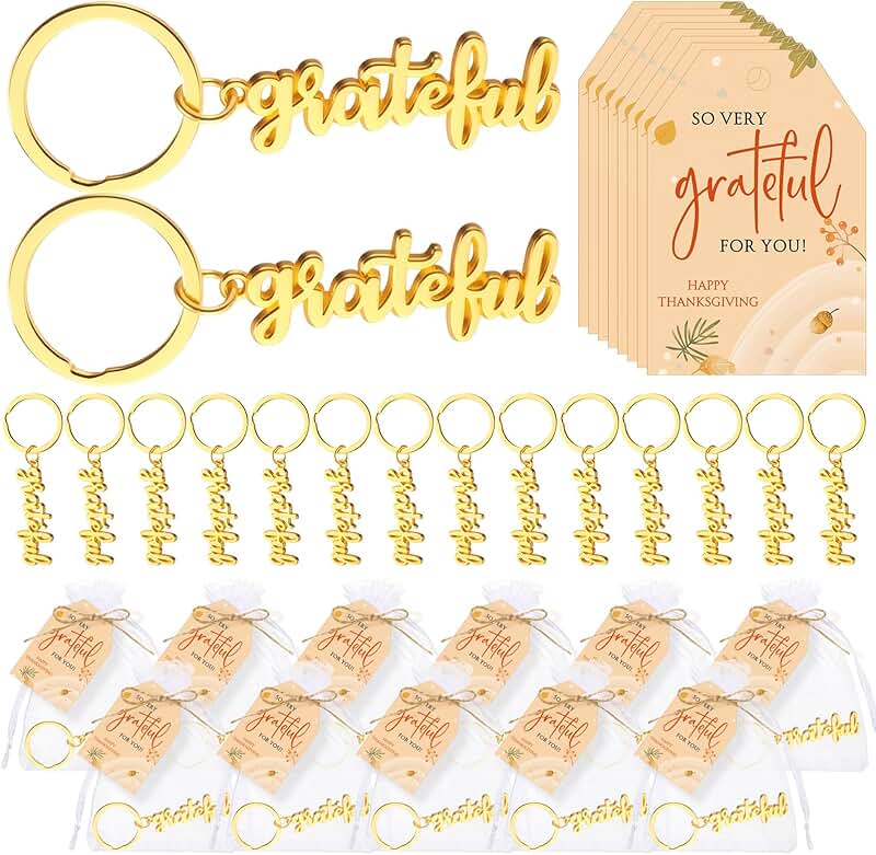 Gold Thanksgiving Keychain Gift for Coworkers