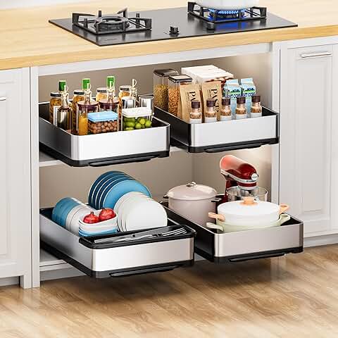 Pull Out Stainless Steel Cabinet Organizer with Drainboard