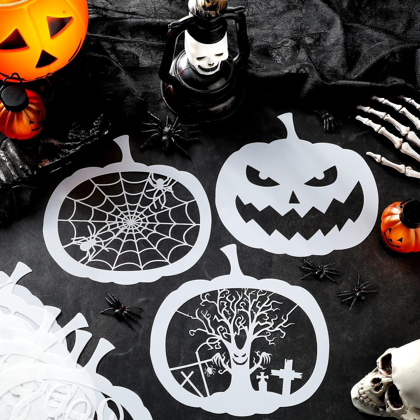 25 Pieces Reusable Pumpkin Expression Templates 7.9 Inch