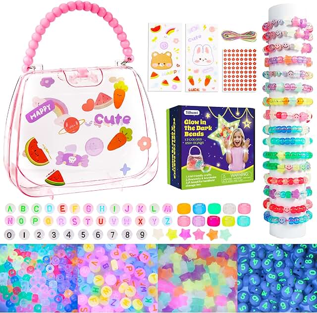 Glow-in-the-Dark Pony Beads for Bracelets, 850 Pieces
