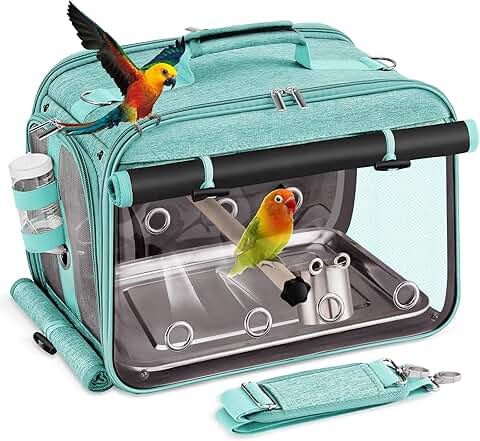 Bird Carrier with Stainless Steel Mesh and Water Bottle