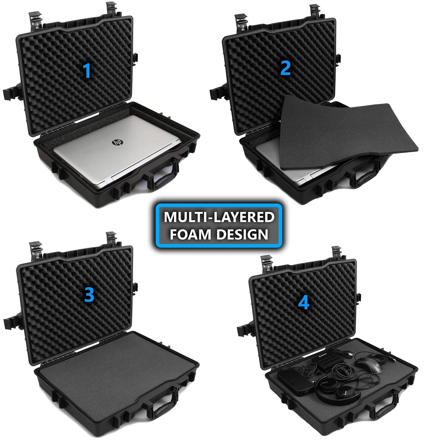 Waterproof Laptop Hard Case for 15 - 17 inch Gaming Laptops and Accessories - Rugged Heavy Duty Laptop Case Compatible with 15.6 and 17.3 inch Gaming Laptops and Gaming Laptop Accessories