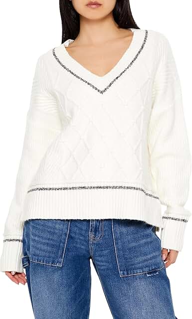 Women's Two-Tone Cable Knit Sweater