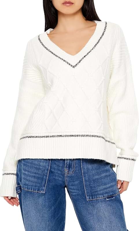 Women's Two-Tone Cable Knit Sweater