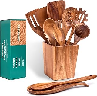 11-Piece Natural Acacia Wooden Cooking Utensil Set