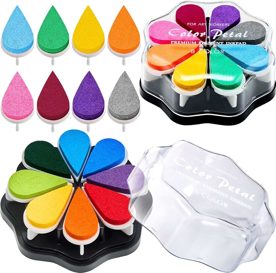 Two Rainbow Petal-Shaped Ink Pads for Crafting