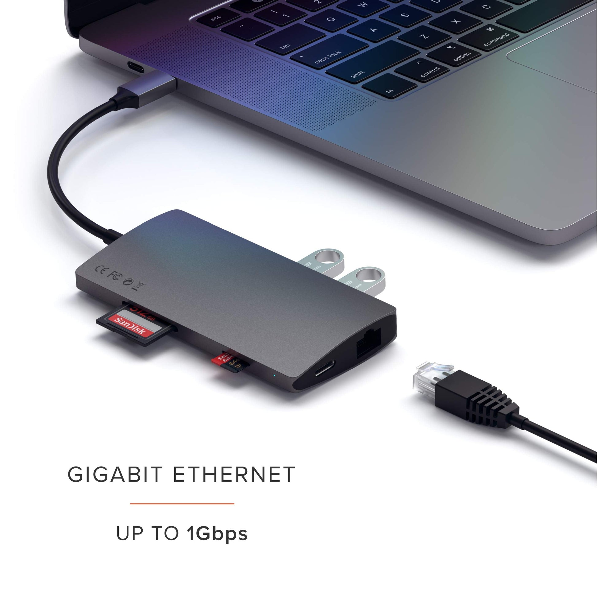 Aluminum Multi-Port Adapter V2 - 4K HDMI (60Hz), Gigabit Ethernet, USB-C Charging, SD/Micro Card Readers, USB 3.0 - Compatible with 2020 MacBook Pro/ Air M1 (Space Gray)