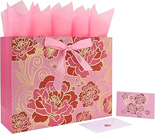 Large Pink Gift Bag with Card and Tissue