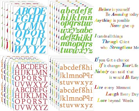 Set of 1092 Colorful Self-Adhesive Letter Stickers