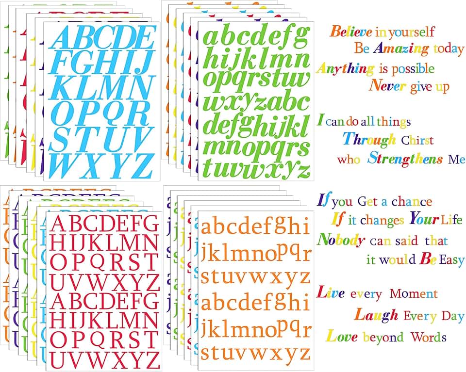 Set of 1092 Colorful Self-Adhesive Letter Stickers