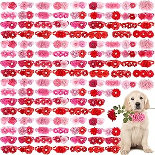 150 Pink and Red Dog Collars with Rhinestones and Bows