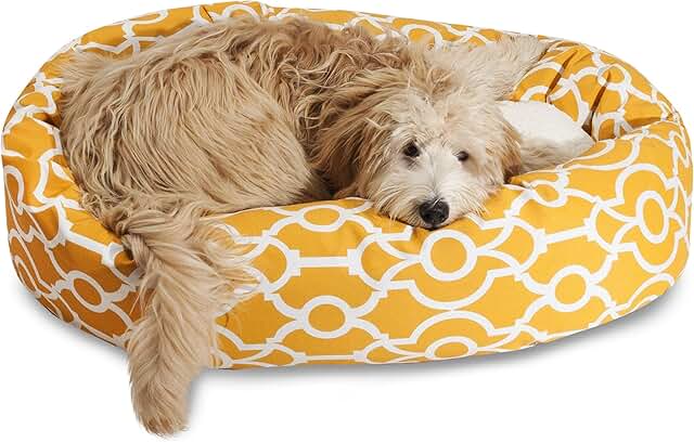 40-Inch Citrus Yellow Sherpa Bagel Pet Bed